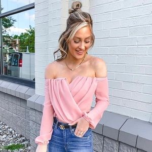 Pink off the shoulder top